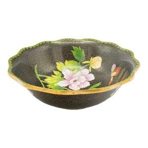 1920s Art Deco Antique Decorative Bowl, Japanese, Cloisonne, Bonbon, Grape Dish
