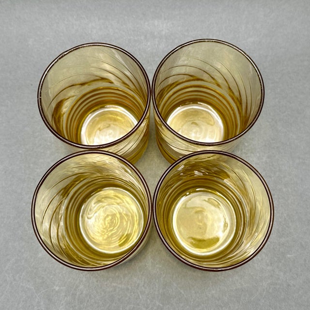 Glass Vintage Mid-Century Modern Libbey “Malibu Gold” Amber Juice Glasses - Set of 4 For Sale - Image 7 of 9