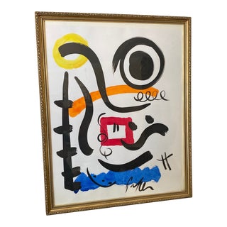 1970s Original Peter Keil Miro Style Abstract Framed Painting For Sale