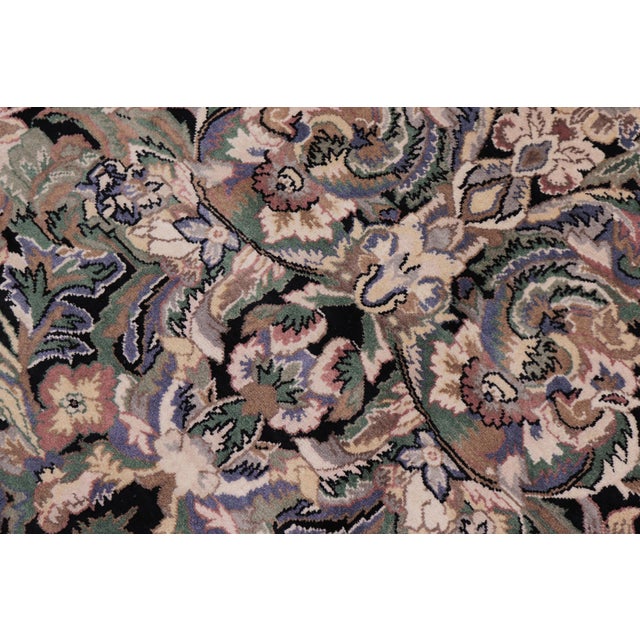 Shabby Chic Pak-Persian Black/Gray Wool Round Rug- 8'10'' X 9'0'' For Sale - Image 4 of 9