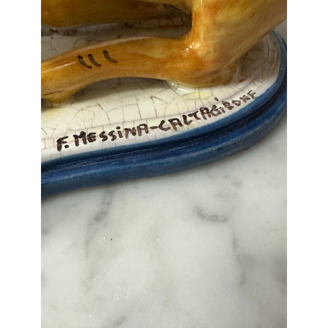 INKWELL Italian, Sicily F. Messina Caltagirone polychromed earthenware inkwell 1950’s This Messina Caltagirone Italian Art...