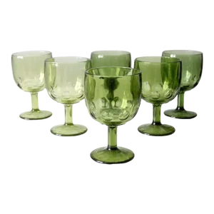 Vintage Bartlett Collins Thumbprint Goblets Set of 6
