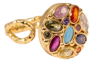 Cosmic Energy Multi Gemstone Adjustable Ring, Size 8