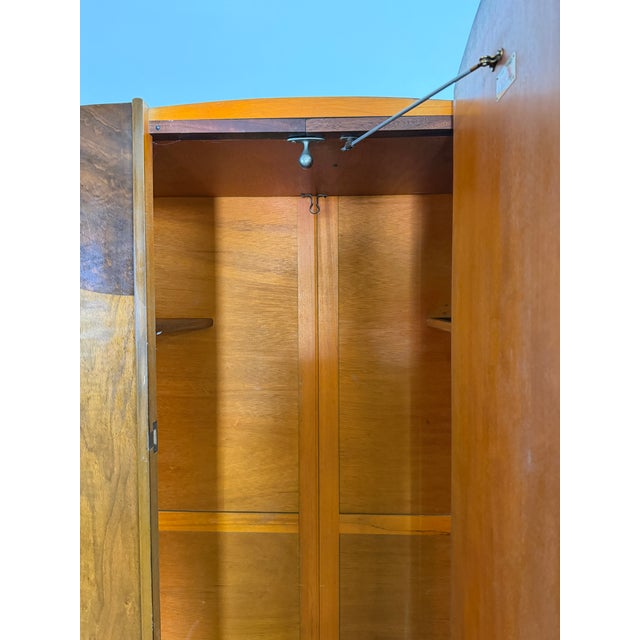 Vintage Art Deco 1940's Burl Wood Armoire Dresser For Sale - Image 10 of 16