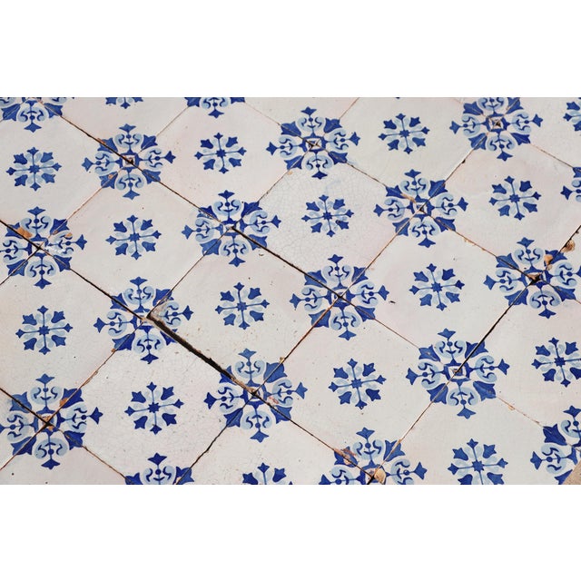 19th Century Floral Blue & White Set of Sixty Portuguese Tiles For Sale - Image 4 of 18