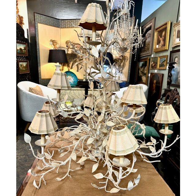 Mid-Century Modern Wrought Iron Tree Branch Chandelier For Sale - Image 3 of 6