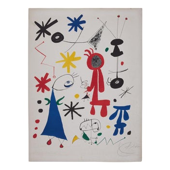 Joan Miró, Composition, Colored Lithograph For Sale
