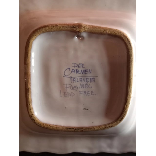 Vintage Hand-Painted Talavera Mexico Square Bowl For Sale In Dallas - Image 6 of 8