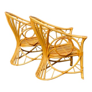 Vintage Rattan Lounge Chairs - a Pair For Sale