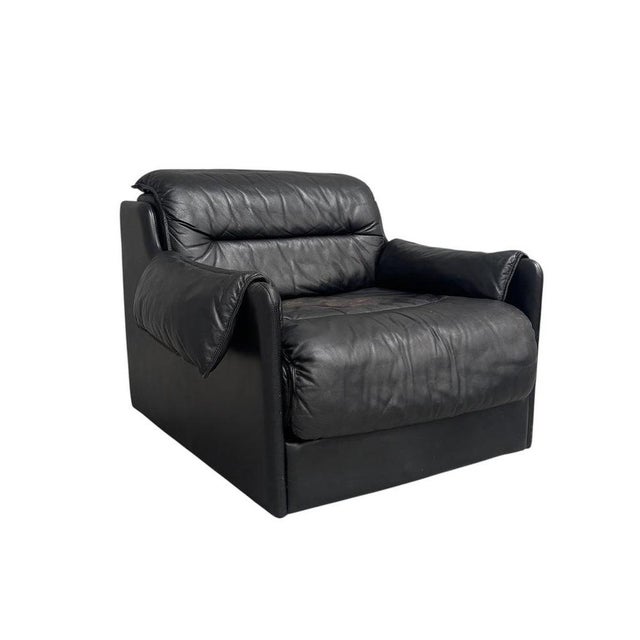 Black Leather Club Chair by Dreipunkt, 1970s For Sale - Image 15 of 15