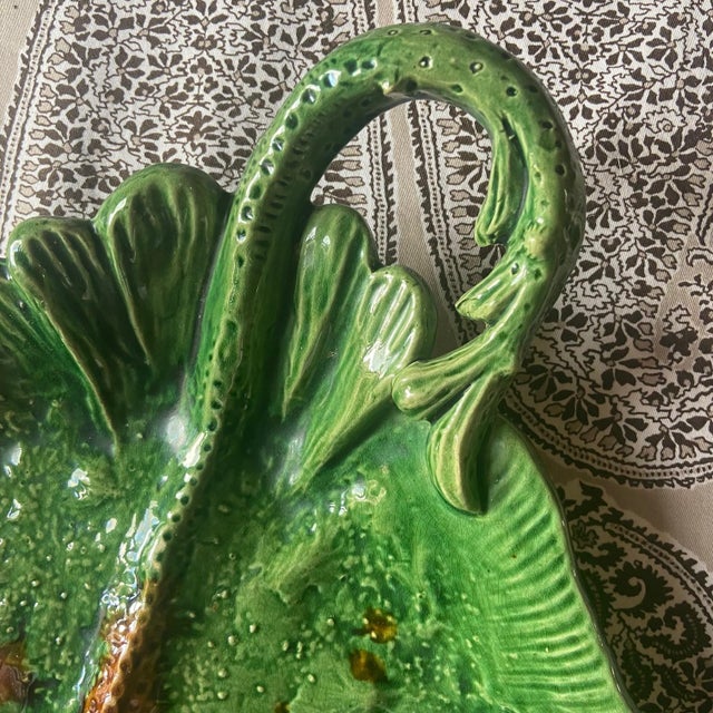 Ceramic Vintage French Majolica Manta Ray Dish Platter, 1960 For Sale - Image 7 of 10