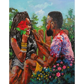 Amidst the Garden's Bounty, Painting by Godfrey Afebuame (2026), Flowers, Garden, Rose, Love, Unique Contemporary For Sale