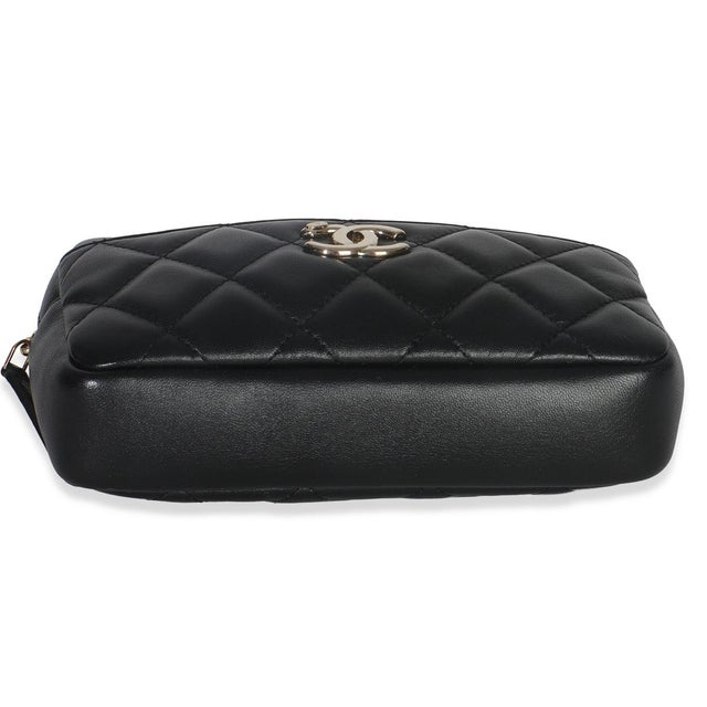 2010s Black Quilted Lambskin Front Pocket Belt Bag For Sale - Image 5 of 8