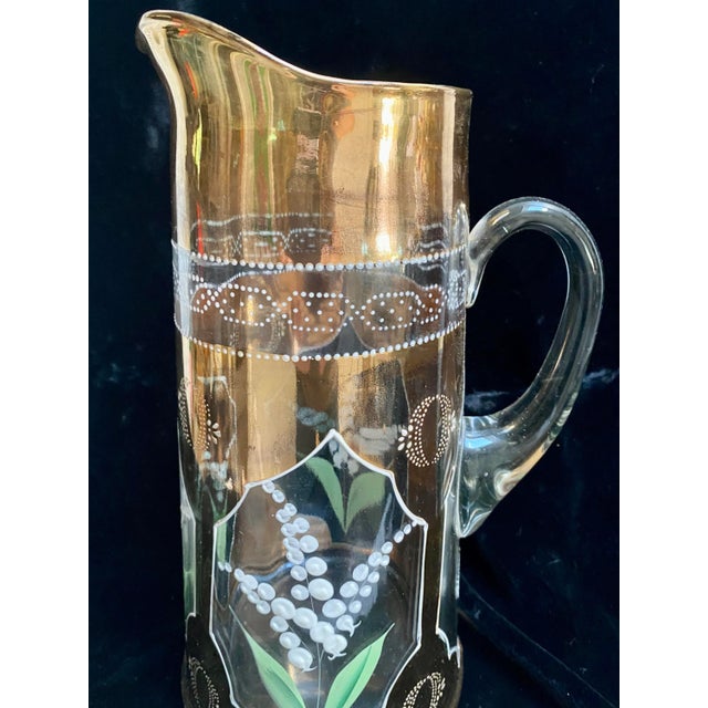 Antique Hand-Painted Moser Pitcher | Chairish