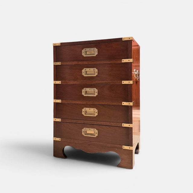Mid-Century British Campaign Style Chest of Drawers For Sale - Image 10 of 10