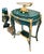 French Louis XV Bottle Green Side Table With Gold Leaf & Bronze Ormolu Accents For Sale