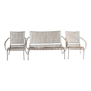 1940's French Wrought Iron Garden Chairs and Bench