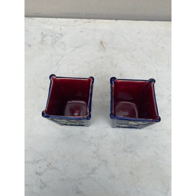 French Country French Majolica Cache Pot , Circa 1890-A Pair For Sale - Image 3 of 5