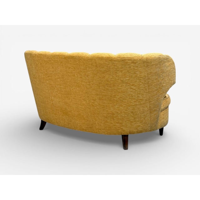Yellow Finnish Modern, Settee or Sofa, Fabric, Wood, Finland, 1940s For Sale - Image 8 of 10