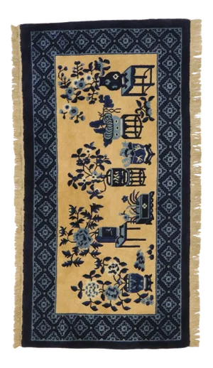 Mid 20th Century Chinese Baotou Vase Pictorial Rug, 02'04 X 04'06