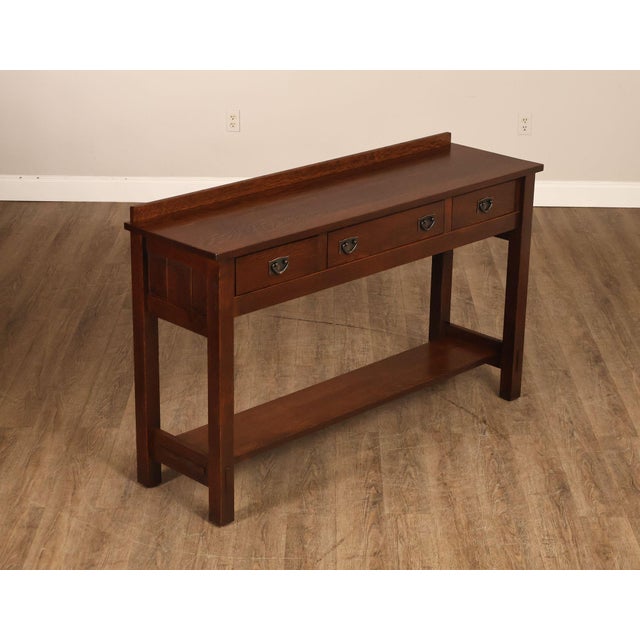 High Quality American Made Solid Oak Console Table From The Stickley Mission Collection Featuring A Rectangular Top With...