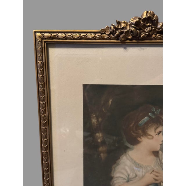 Antique Victorian Gilt Framed Lithograph Print The Age of Innocence by Reynolds as titled in pencil beneath the image...