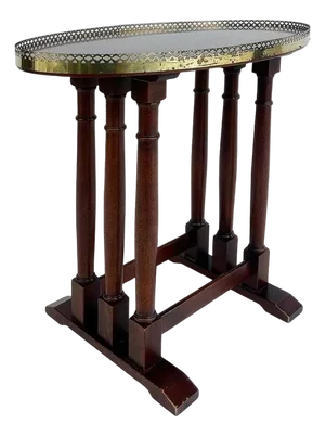Vintage Hekman Chippendale Matched Grain Side Table, Mahogany, Brass Trim