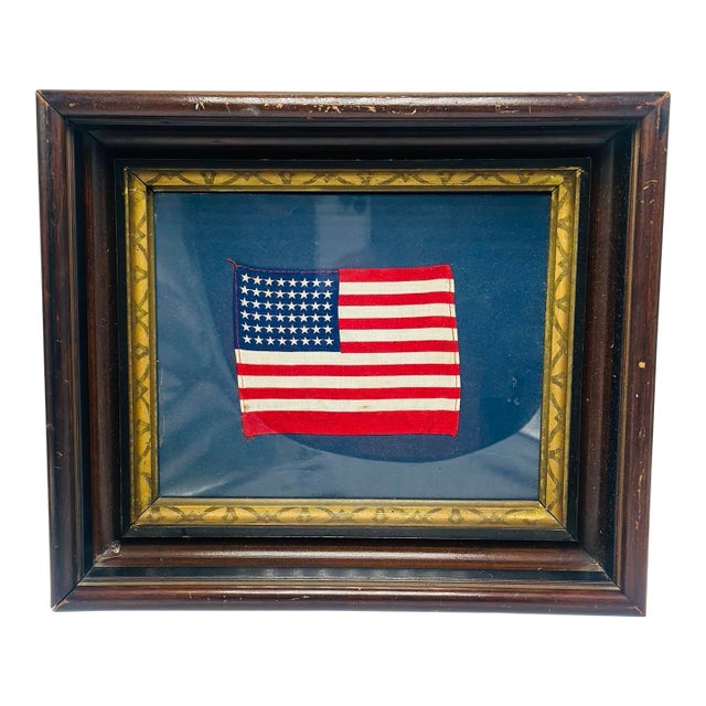 Antique 48 Star Linen Flag, Framed For Sale