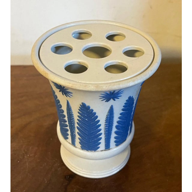 Antique Early 19th Century Wedgwood Smear Glaze Jasperware Flower Frog or Pot Pourri Vase and Cover For Sale - Image 9 of 13