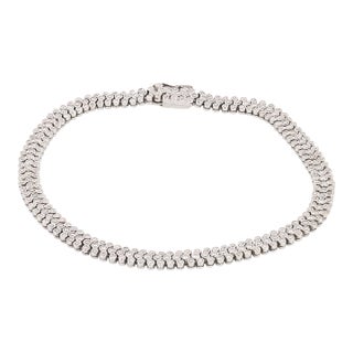 Vintage 3.00 Carat Diamond 18k White Gold Tennis Bracelet For Sale
