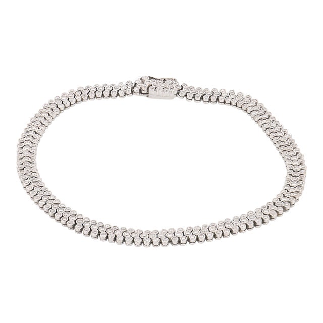 Vintage 3.00 Carat Diamond 18k White Gold Tennis Bracelet For Sale