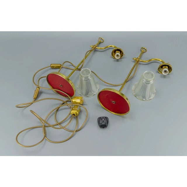 Vintage Brass & Frosted Glass Table Lamps, Set of 2 For Sale - Image 9 of 15