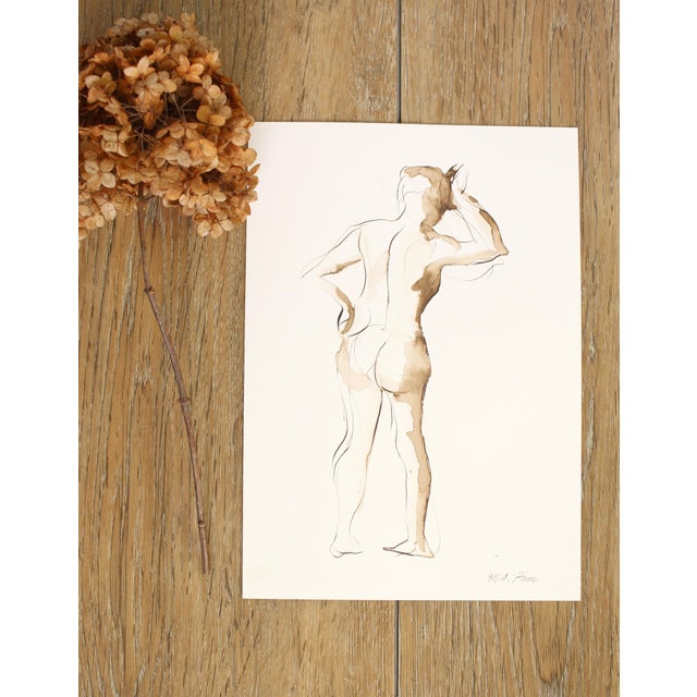 Michelle Arnold Paine Original Female Nude Figurative Ink Drawing For Sale - Image 4 of 4