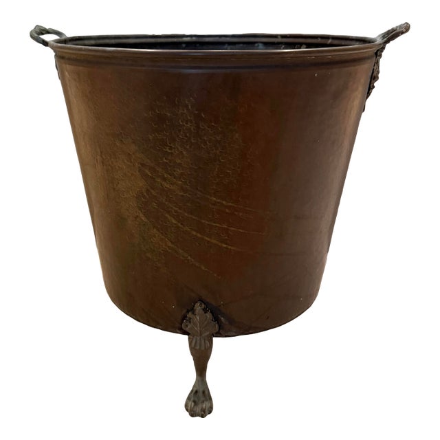 Antique Copper& Brass Fireplace Bin For Sale