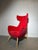 High Back Accent Lounge Chair in Red Floral Velvet For Sale - Image 3 of 8