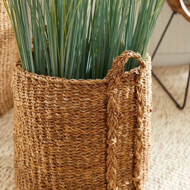 Boho Chic Seagrass Round Baskets Large, Set Of 3 For Sale - Image 3 of 4