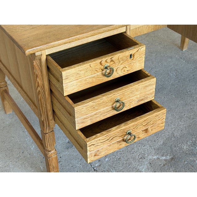 Mid-Century Modern Oak Writing Desk by Henning Kjærnulf, 1960s For Sale - Image 4 of 13