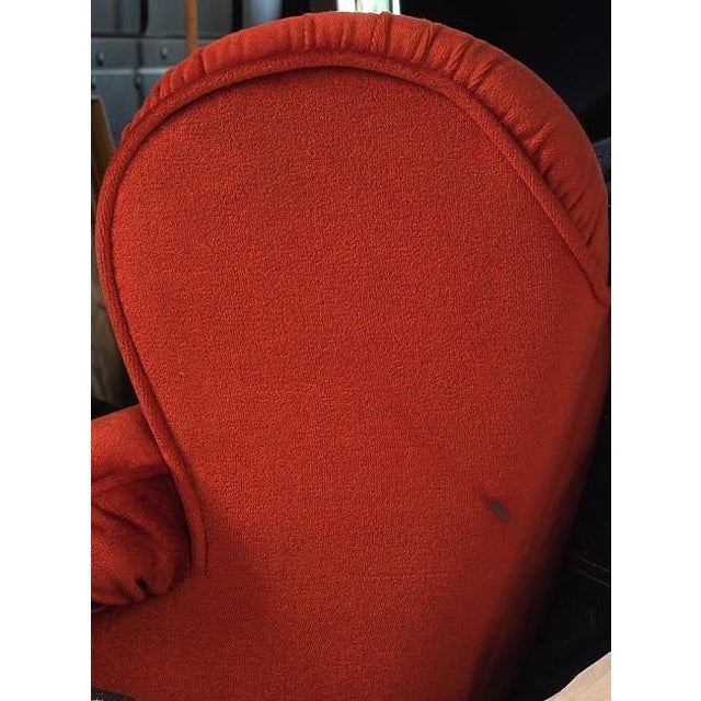 1960s Vintage Scandinavian Red Velour Three-Seat Sofa With Beech Feet For Sale - Image 10 of 10