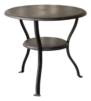 Wabi-Sabi Side Table in Hand-Forged Metal and Stained Wood, 1920s