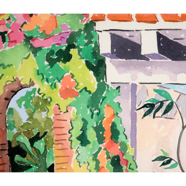 Paper Patio in Bloom - Watercolor on Heavy Paper by Jean Harney For Sale - Image 7 of 8