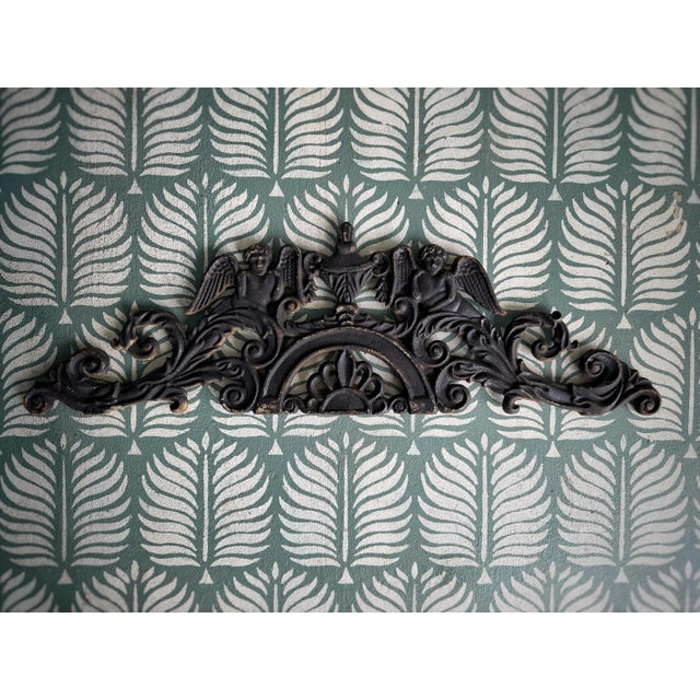 Onyx Antique Victorian Cast Iron Cherub Architectural Pediment Decorative / Wall Decor - Set of 2 For Sale - Image 8 of 12