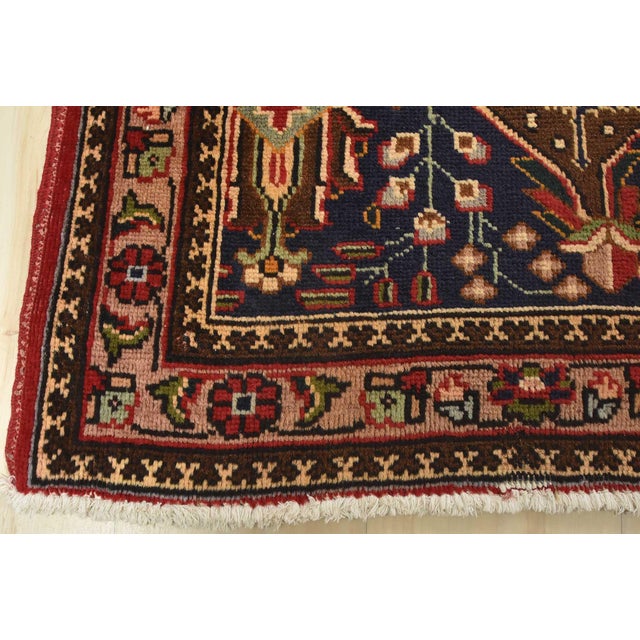 Tabriz Rug 10’2” X 12’6” Red Wool Vintage Traditional Hand-Knotted Carpet For Sale - Image 12 of 15