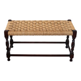 1920s Woven Rope Bench With Barley Twist Legs For Sale