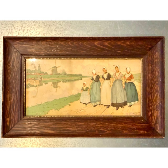 Illustration 1900s Henri Cassiers Flemish Life Watercolor Original Chromolithographs - Set of 2 For Sale - Image 3 of 14