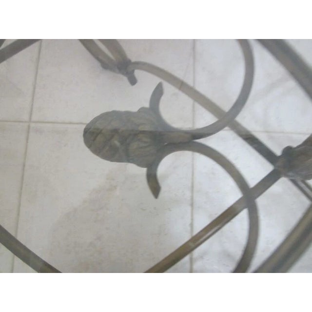 1990s Oval Metal Coffee Table Italian Style Ornate Glass Top For Sale In Naples, FL - Image 6 of 8