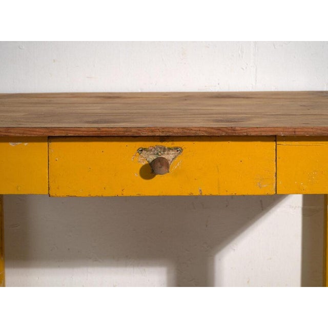 Wood Vintage Painted Kitchen Table in Pine Wood, Central Europe, 1920 For Sale - Image 7 of 11