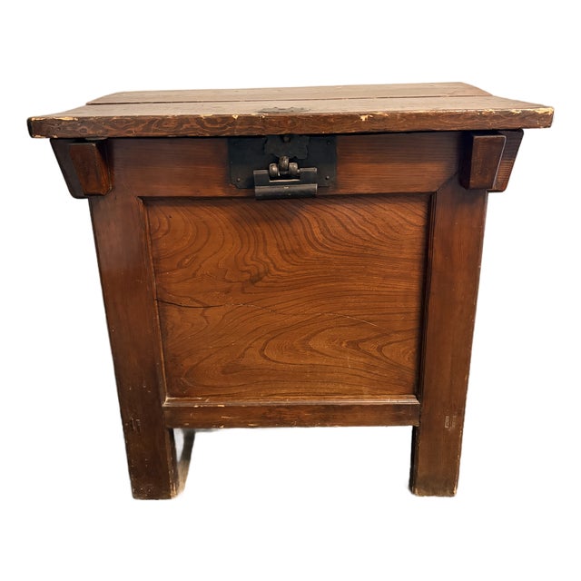 Mid 20th Century Korean Elmwood Rice Chest With Tansu Altar Cabinet Locks For Sale