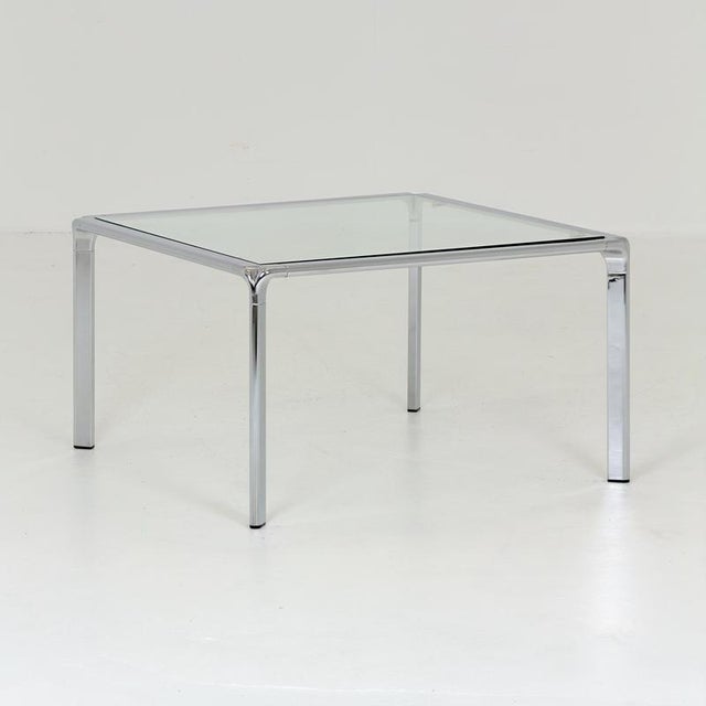 Mid-Century Modern Italian Bauhaus Square Coffee Table in Chrome and Glass, 1980s For Sale - Image 4 of 16