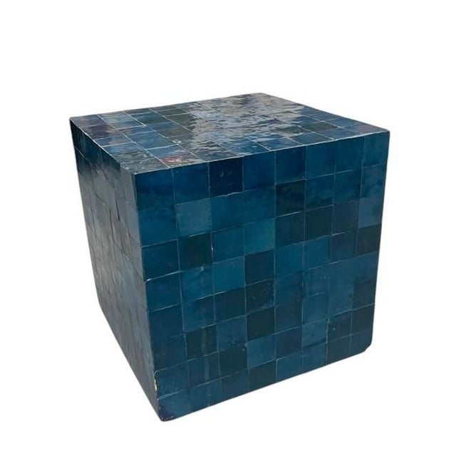 This exceptional vintage Moroccan side table highlights the artistic mastery of traditional zellige tilework. Handcrafted...