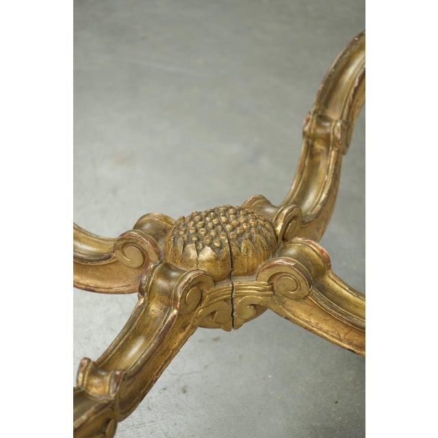 French Side Table with Gold-Colored Wooden Frame and Marble Table For Sale - Image 14 of 16